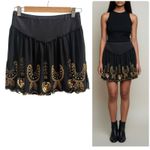 Free People Vintage Black Gold Bead Sequence Chiffon Overlay Mini Skirt Small Photo 1