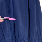 Modcloth  Floral Dress M Navy Blue Halter High Neck Sleeveless Lined Skirt Photo 2