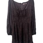 Midnight Doll Dillard’s Black Long Sleeve Mini Short Jacquard Smock Dress Size Medium Photo 1
