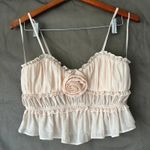 Privy Privately Privileged Cream Ruffled Flower Applique Crop Tank Top Size S Photo 1