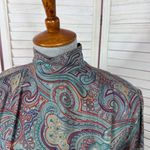 Vintage J.G. Hook Paisley Pleated Skirt Mock Neck Maxi Dress Green Multi 4 Photo 4