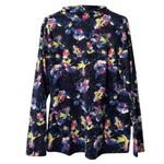 Christopher & Banks Size Large Women Floral Zip Jacket Shirt Long Sleeve Stretch Photo 1