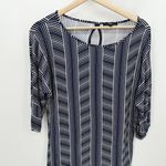 Tart  Top Women SMALL Blue White Printed Roll Tab Sleeve Keyhole Back Modal Blend Photo 7