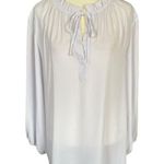 Counterparts women's size XL long sleeve white blouse ruffle neckline front tie Photo 0