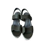 Eileen Fisher Winnie olive green tumbled leather wedge espadrilles shoes Sz 9 Photo 1