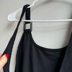 Aerie NWT  Size Large Crinkle Cheeky Coverage One Piece Swimsuit Black Scoop Back Photo 6