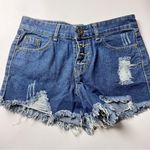 Cute and Trendy Summer Style Women's Denim Distressed Blue Shorts Size M Photo 4