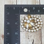 Vintage Unsigned White Milk Glass Oval Flower top Brooch Photo 5