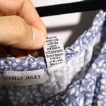 Sincerely Jules Blue Jumpsuit M Puff Sleeve Rayon Pockets Romantic Cottage Size M Photo 3