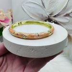 Peachy Pink Flower Enamel Cloisonne Bracelet Bangle Photo 5