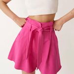 & Other Stories & Other Stories Paperbag High Waisted Wide Leg Shorts Lyocell Linen Pink Size 4 Photo 5