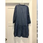 Madewell  Blue Button Front 3/4 Sleeve Denim Dress Size Medium Modest Teacher Photo 3