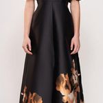Delfina Statement Sleeve Gown Black Fall Gold Metallic Formal Dress Size 6 NWT Photo 0