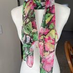 Women’s Floral Green & Pink Multicolored Scarf Photo 3