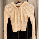 SheIn Cream Hooded Cable Knit Cardigan Photo 0