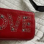 Brighton red leather Love bling studded boho rare wristlet pouch zippered small​ Photo 3