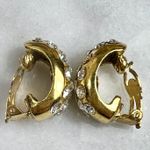 Chanel Vintage Crystal & Gold Plated Half Moon Clip-On Earrings Photo 8