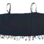 Jason Wu  Linen blend Beaded Fringe Shell Crop Top Black Size 10 NWT Fun Lined Photo 15