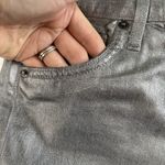 Veronica Beard Sz 23 Daniela Metallic Straight Leg Jean in Light Gunmetal Grunge Photo 6