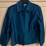 Ann May Silk Teal Blue Blazer Jacket Button Front Womens Size 12 Photo 0