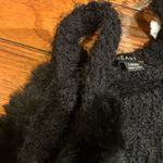 Heart black cold shoulder hairy knit sweater black faux fur balls size L Size L Photo 7