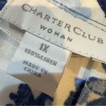 Charter Club  Blue Floral  linen button front Blouse size 1X Photo 10