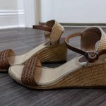 Cato Open Toe Tan Slingback Woven Wedge Braided Espadrille Sandals Photo 4