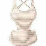 Vigoss Plus Size Striped Monokini Swimsuit Photo 3