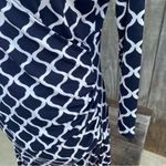 Charming Charlie ’s White and Blue Pattern Faux Wrap Dress Size Medium Photo 3