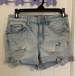 Aeropostale  women’s high rise midi light wash cuffed ripped jean shorts — size 2 Photo 0