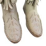 Vintage 9 West Stitched Fringe Ankle Boots Size 6 Moccasin BOHO Festival‎ Green Photo 1