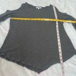 LNA Cold Shoulder Waffle Knit Long Sleeve Crew Neck Pullover Top Solid Gray M Photo 3