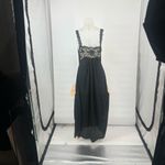 Vintage 1970s Montgomery Ward Elegant Black nylon sheer Lace Trim slip Dress Size M Photo 14