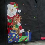 Tiara International Black Santa Christmas Full Zip Cardigan Sweater Size 14/16 Photo 2