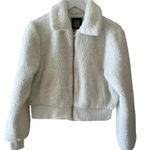 Urban Outfitters Outfitter Sherpa Fuzzy Zip Up Cropped Ivory Womens Jacket SZ M Photo 0