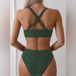 Tainehs Women's Push Up V Neck Bikini Sets Criss Cross Back Two Piece M Green Size M Photo 2
