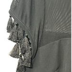 Lulus Iced Latte Black Sheer Mesh Short Fringe Tassel Sleeve Shift Dress Photo 3