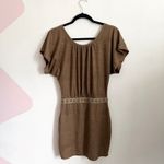 Brown Beaded Babydoll Mini Dress Y2K 2000s Boho Bohemian 2000s Western Sz XS Photo 2