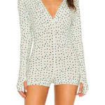 Free People  Intimately White Long Sleeve Shorts Romper Floral V-Neck Buttons EUC Photo 0