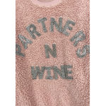 Judith March Pink Sherpa S Sweatshirt Partners N Wine Rhinestone Lettering Photo 3
