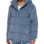 Levi's Levi’s Hooded Corduroy Puffer Coat Women’s M Gray Full Zipper Long Sleeve NWOT Photo 6