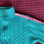 Aran Crafts Ireland Women’s 100% Merino Wool Cable Knit Sweater Pullover Zip Size S Photo 9