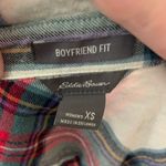 Eddie Bauer plaid cozy flannel XS boyfriend fit button down shirt Photo 2
