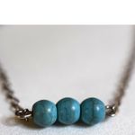 Source Unknown Southwestern Delicate Metal Link Chain 3 Small Turquoise Beads 6.5" Bracelet Photo 1