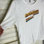 Scotch & Soda  White Ruched Side Paradise Graphic Tee Photo 2