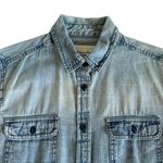 Via Penny Lane Reworked Apparel | Journey Custom Chambray Button Up Shirt Blue Size M Photo 6