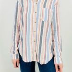 Anthropologie maeve coastal cowgirl boho striped button down blouse top pastel M Photo 5