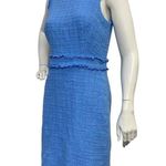 J.Crew Sheath Tweed Dress in BRIGHT PERI Periwinkle Blue Sleeveless size 4 Photo 3