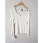 Paige Europa Sweater Size XL Ivory Silk Blend Pullover Knit Bishop Sleeves Photo 5