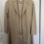 Petite Sophisticate Tan Silk Overcoat Photo 0